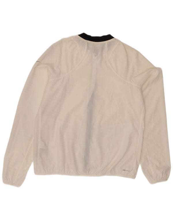 Nike Dame Dri Fit træningsdragt Topjakke UK 16 Stor hvid farveblok