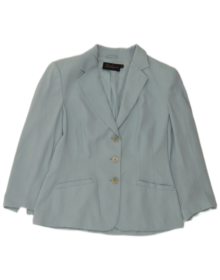LUISA SPAGNOLI Womens 3 Button Blazer Jacket IT 44 Medium Blue Acetate