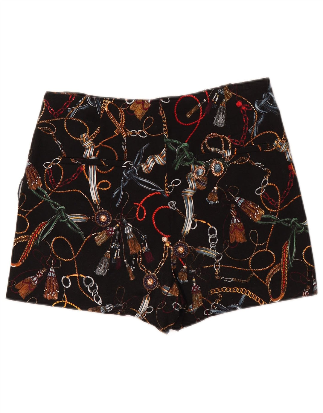 Zara kvinders abstrakt mønster Chino-shorts med høj talje Medium W28 Sort