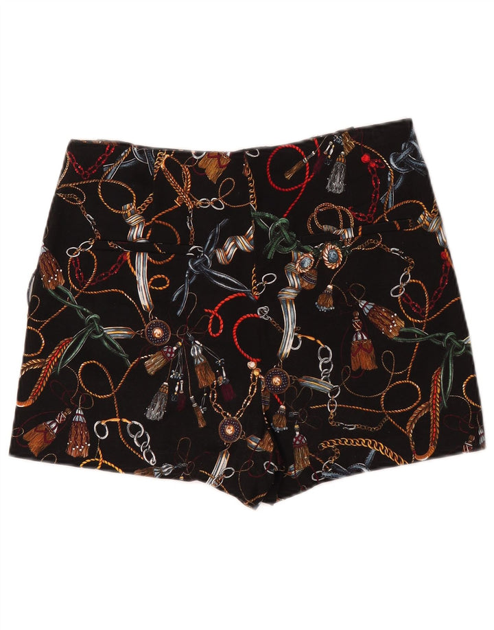 Zara kvinders abstrakt mønster Chino-shorts med høj talje Medium W28 Sort