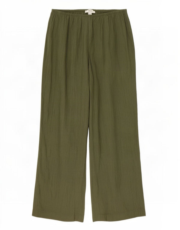 Marks & Spencer Kvinder Casual Bukser med brede ben, UK 16 Large W36 L27 Khaki