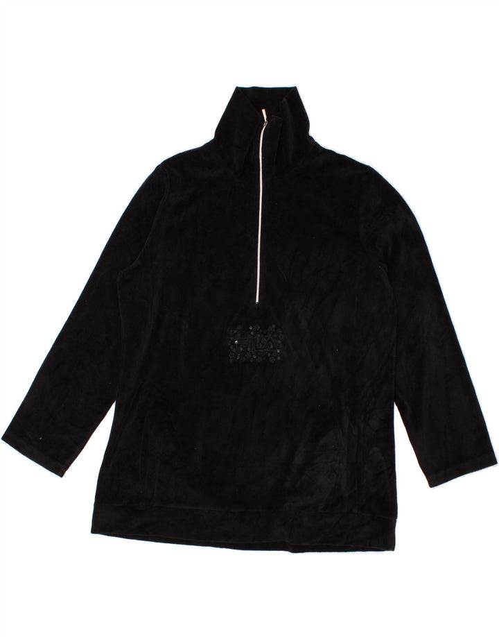 FILA Womens Zip Neck Sweatshirt Jumper UK 16 Large Black Vintage Fila and Second-Hand Fila from Messina Hembry 