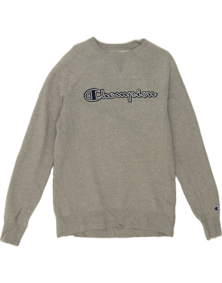 CHAMPION Mens Petit Graphic Sweatshirt Jumper Small Grey Cotton Vintage Champion and Second-Hand Champion from Messina Hembry 