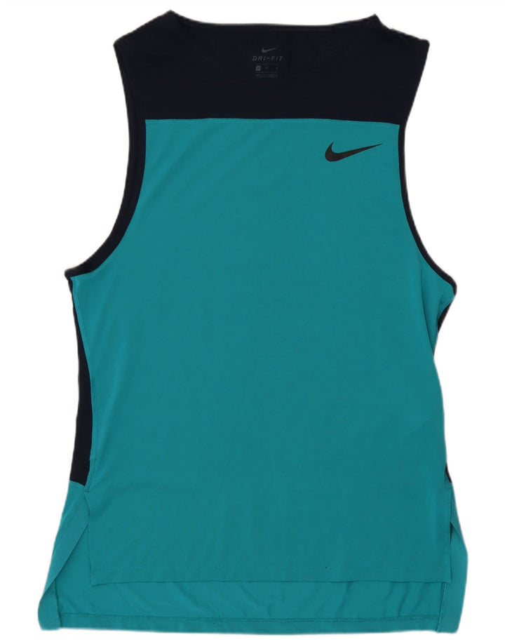 Nike Dame Dri Fit Grafisk Vest Top UK 14 Medium Blue Colourblock