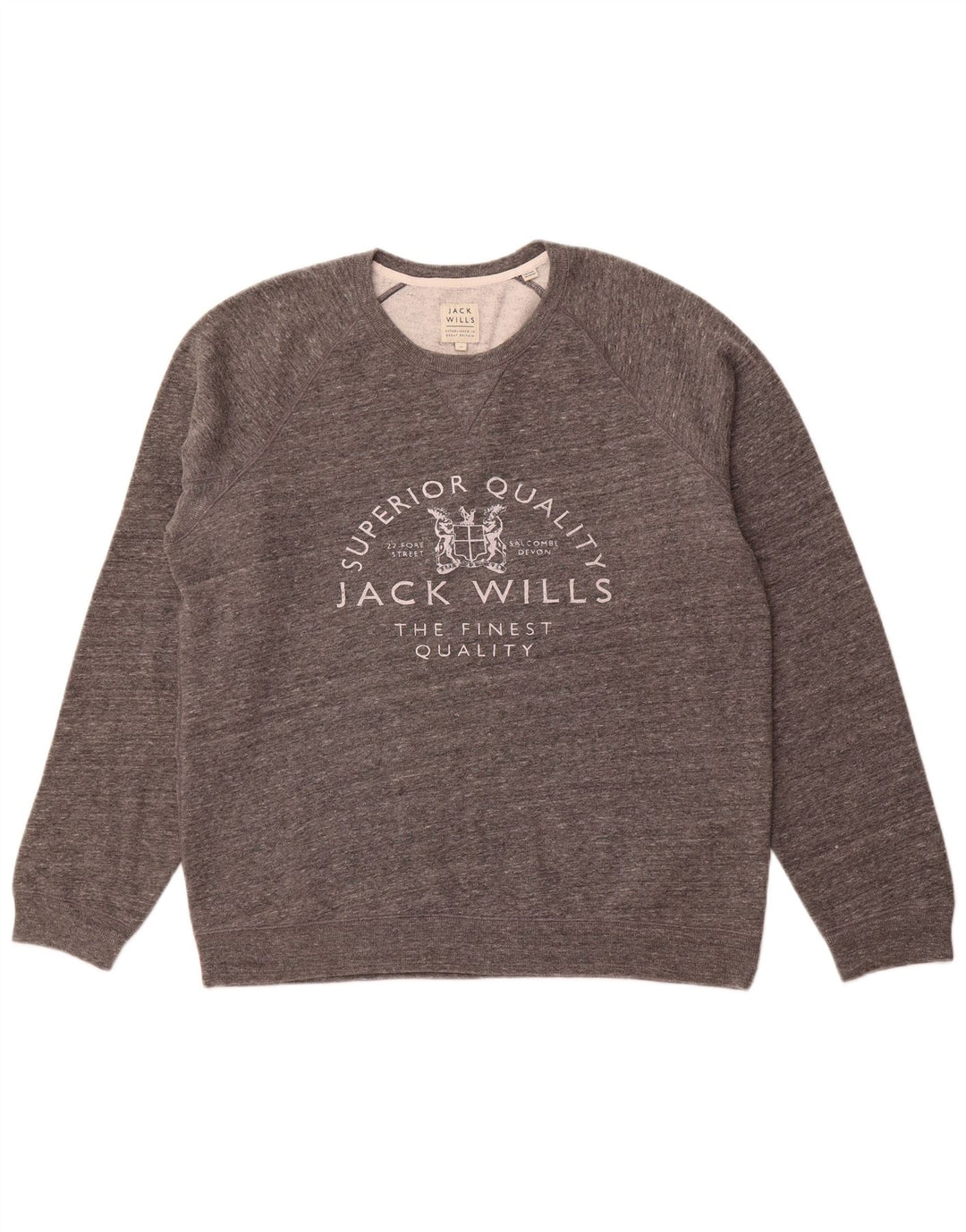 JACK WILLS Herre grafisk rund hals sweater XL Grå Flecked Bomuld