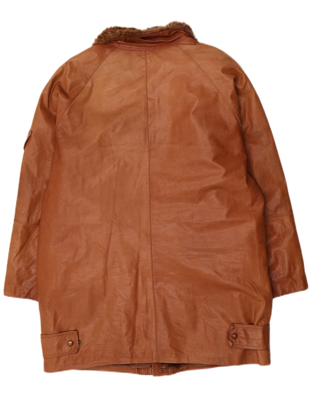 Mirella Herre Sherpa Læder Frakke UK 44 2XL Brun Læder