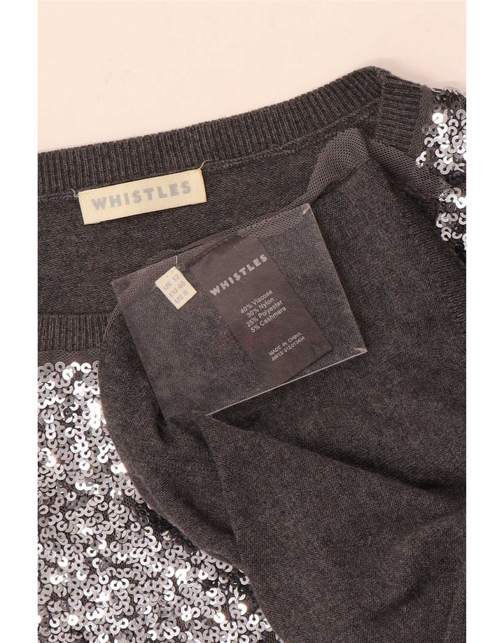 Whistles Dame Oversized Crew Neck Jumper Sweater UK 12 Medium Grey