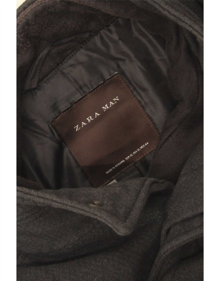 Zara Herre Overfrakke UK 42 XL Grå Polyester