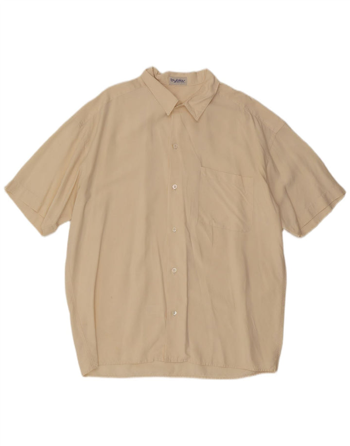 Byblos Kortærmet Herreskjorte XL Off White Silke