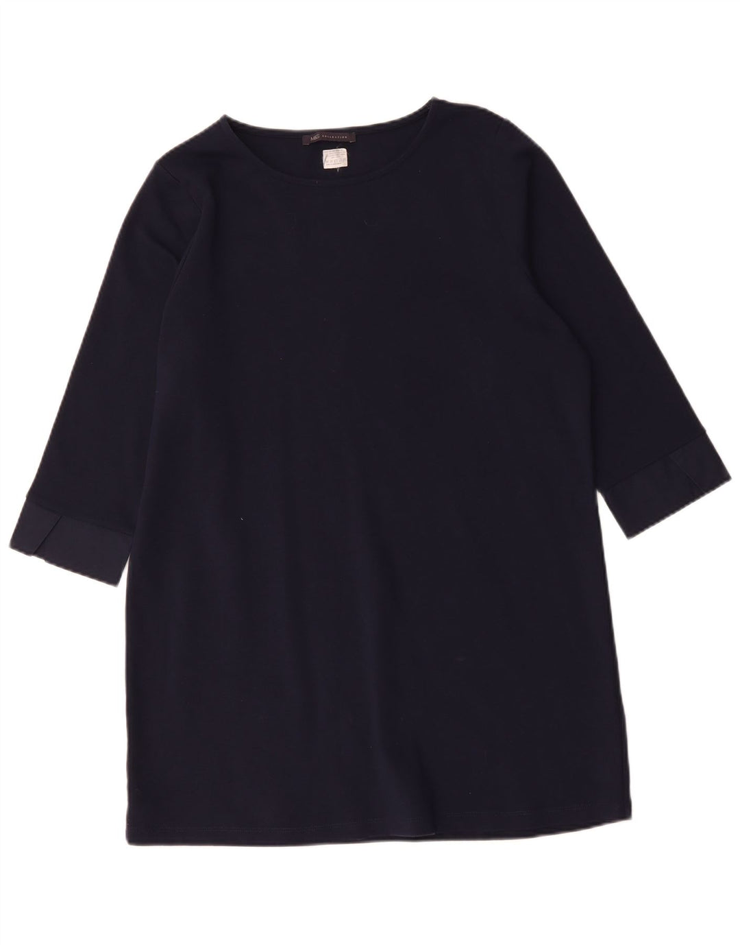 Marks & Spencer Dame 3/4-ærmet Basic Dress UK 16 Large Navy Blue Classic