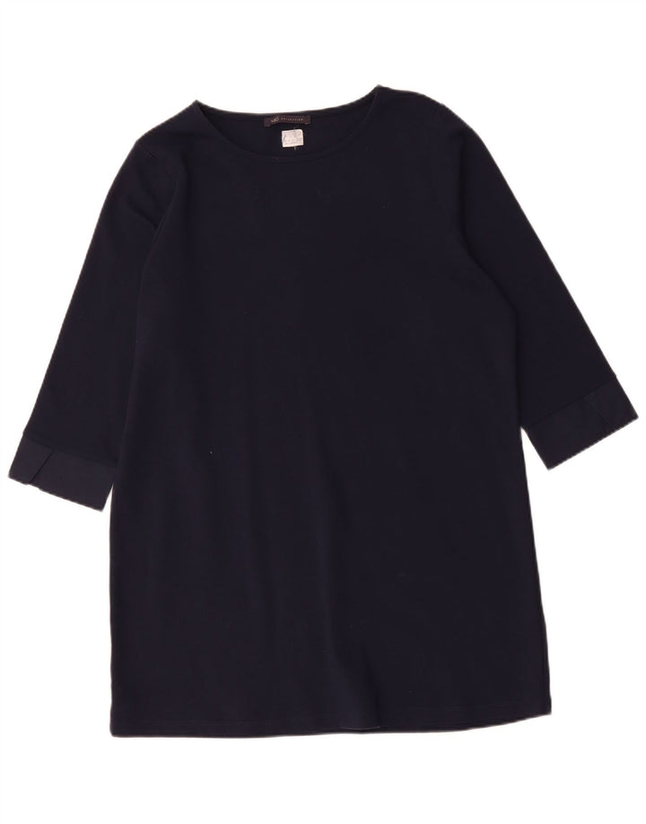 Marks & Spencer Dame 3/4-ærmet Basic Dress UK 16 Large Navy Blue Classic