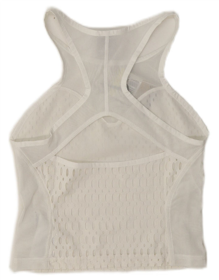 Nike Dame Tight Fit Se Through Crop Vest Top UK 8 Small White Polyester