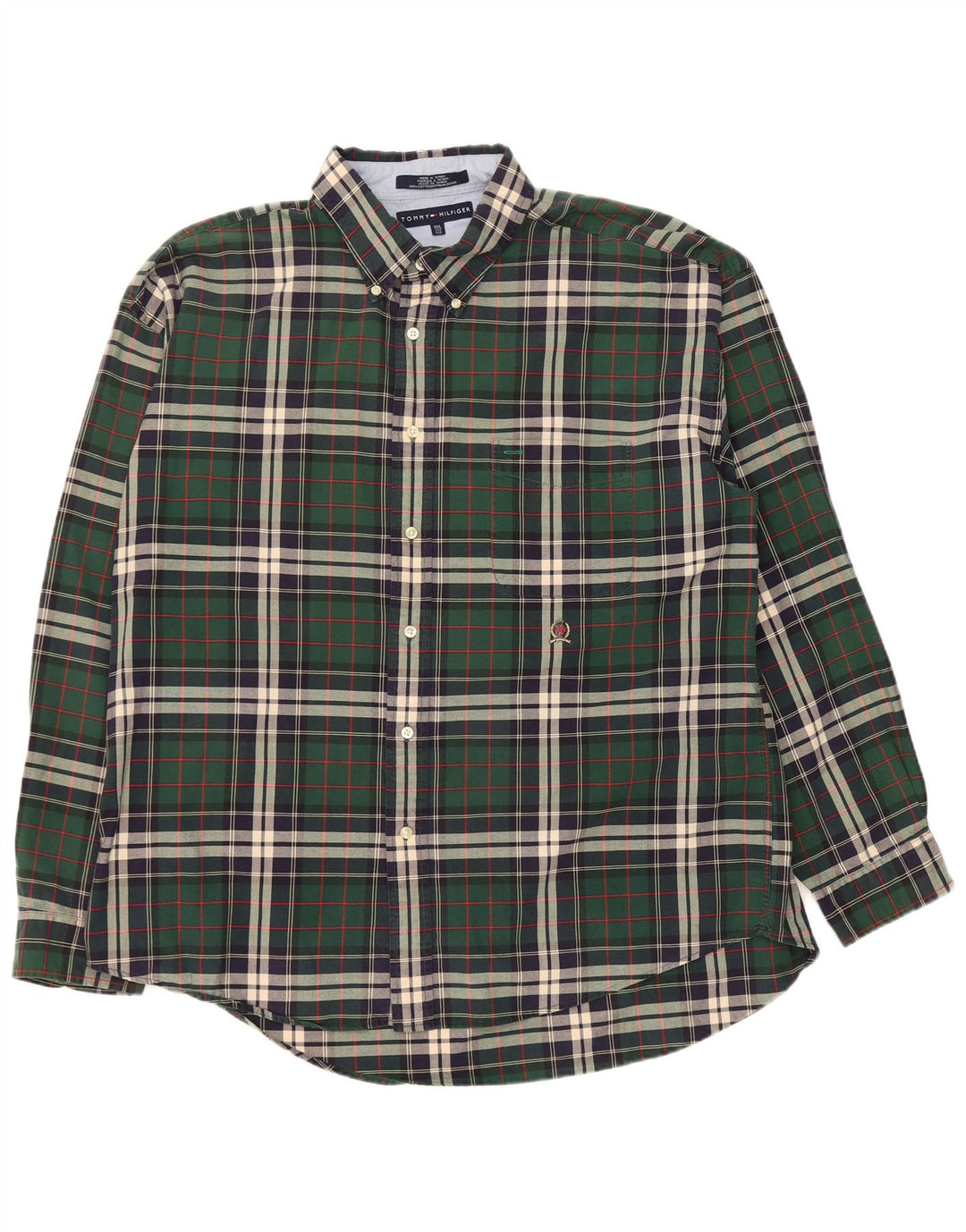 Tommy Hilfiger Herre Flanellskjorte 2XL Grøn Ternet Bomuld