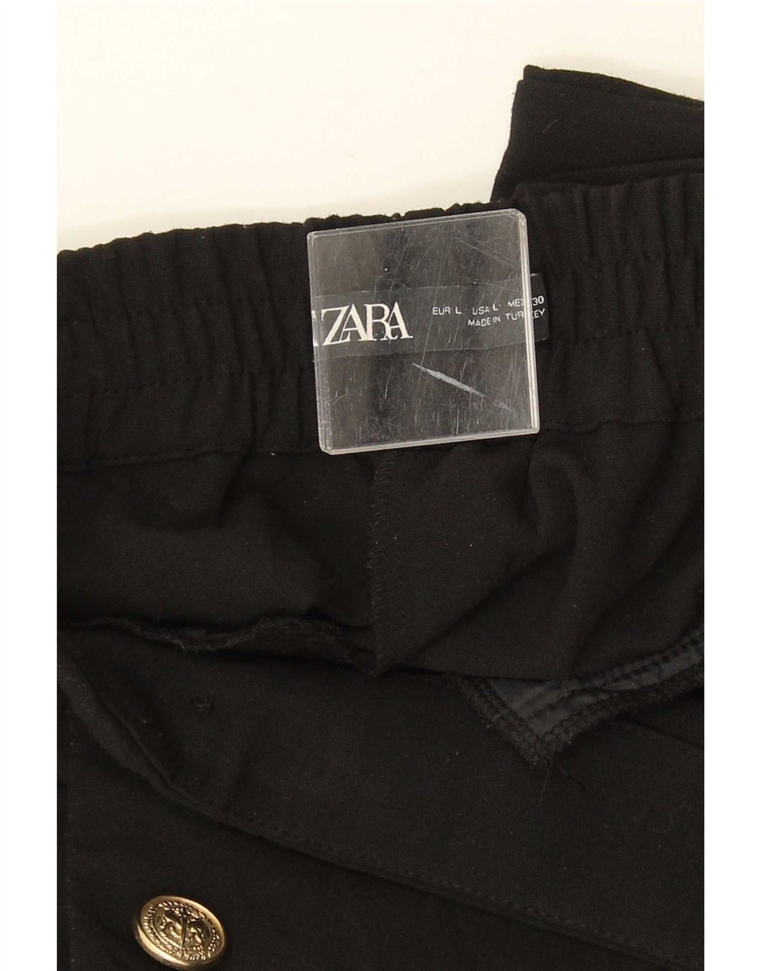 Zara koniske chinosbukser til kvinder store W33 L27 sort polyester