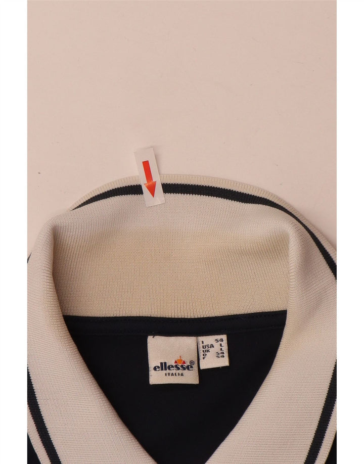 Ellesse Herre Loose Fit Polo Shirt Large Navy Blue Colourblock Polyester