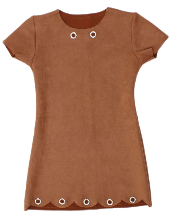 Vintage pigeskiftkjole 3-4 år brun polyester