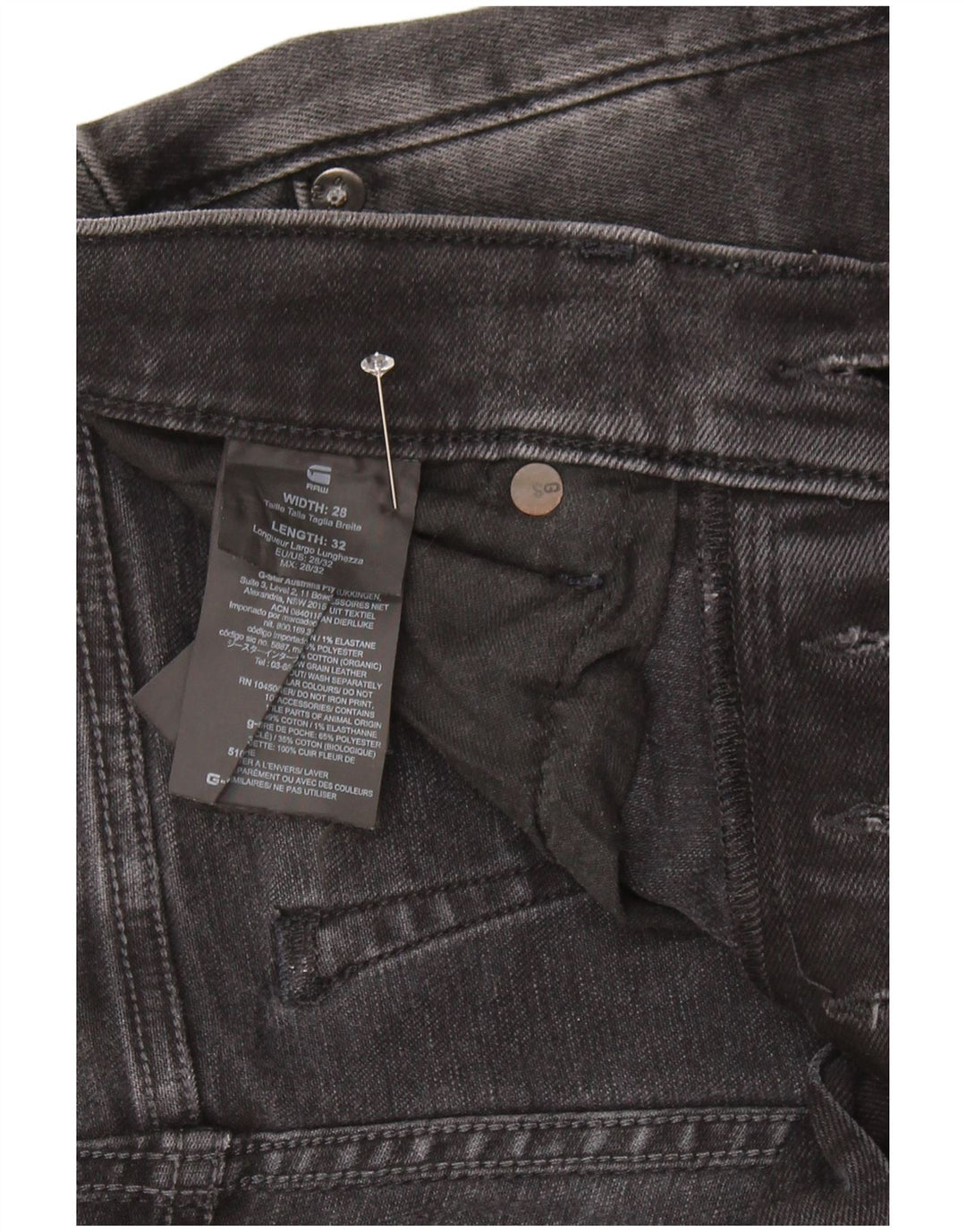 G-Star Womens 3301 Slim Jeans W28 L32 Sort Bomuld