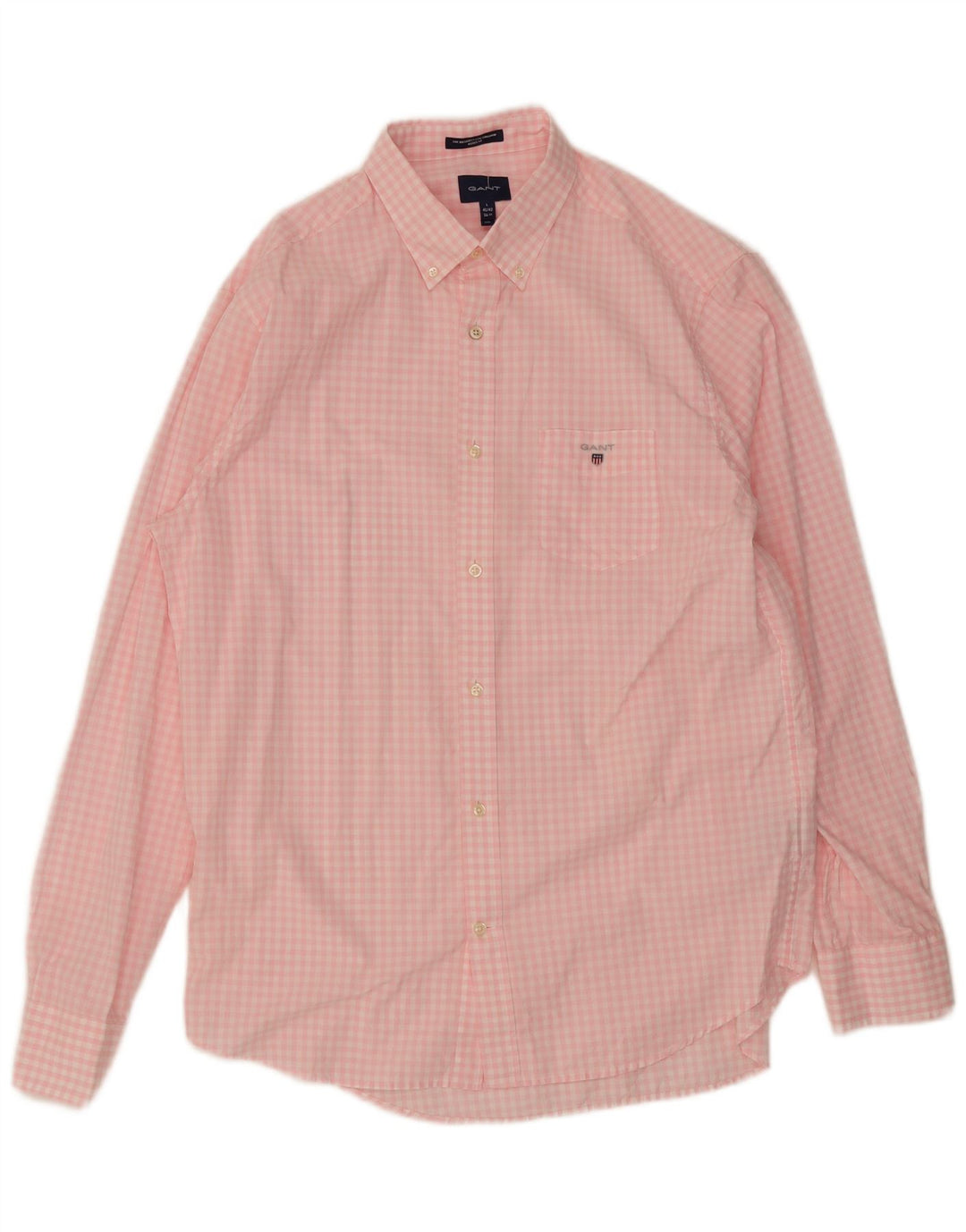 Gant Herre Regular Fit skjorte størrelse 16 1/2 41/42 Large Pink Gingham Cotton