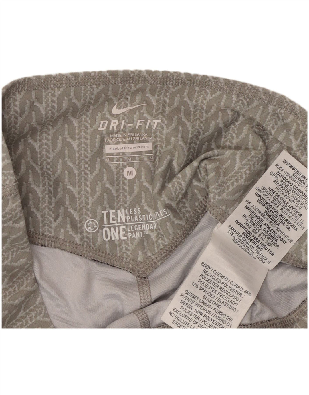 Nike Dame Dri Fit Capri Leggings UK 14 Medium Grey Geometrisk Polyester