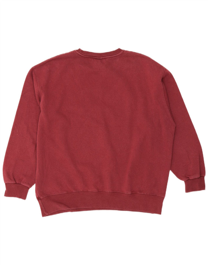 Pull & Bear Dame Grafisk Oversized Sweatshirt Jumper UK 16 Large Maroon