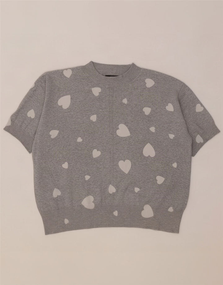 Marks & Spencer Dame sweater med rund hals DK 14 Medium Grey Heart