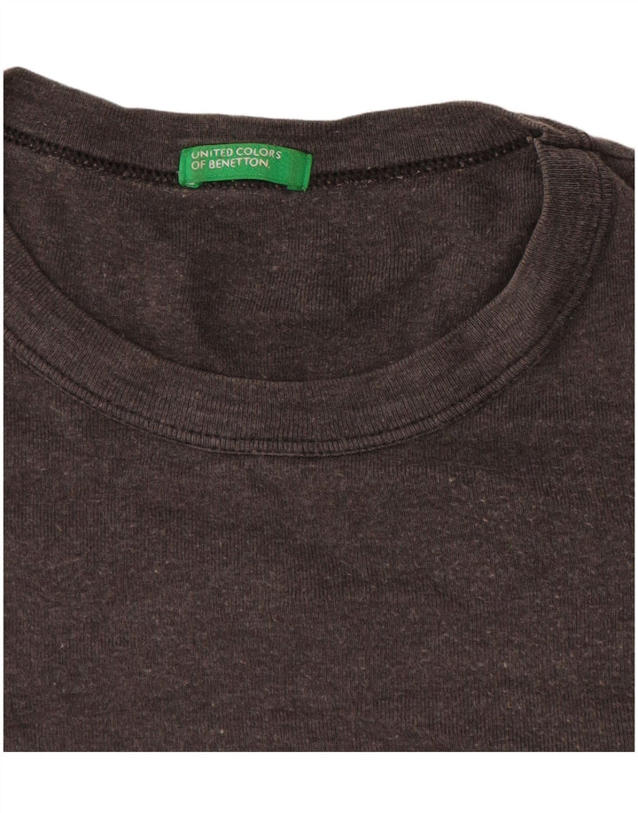 Benetton Dame Grafisk T-Shirt Top UK 16 Stor Grå