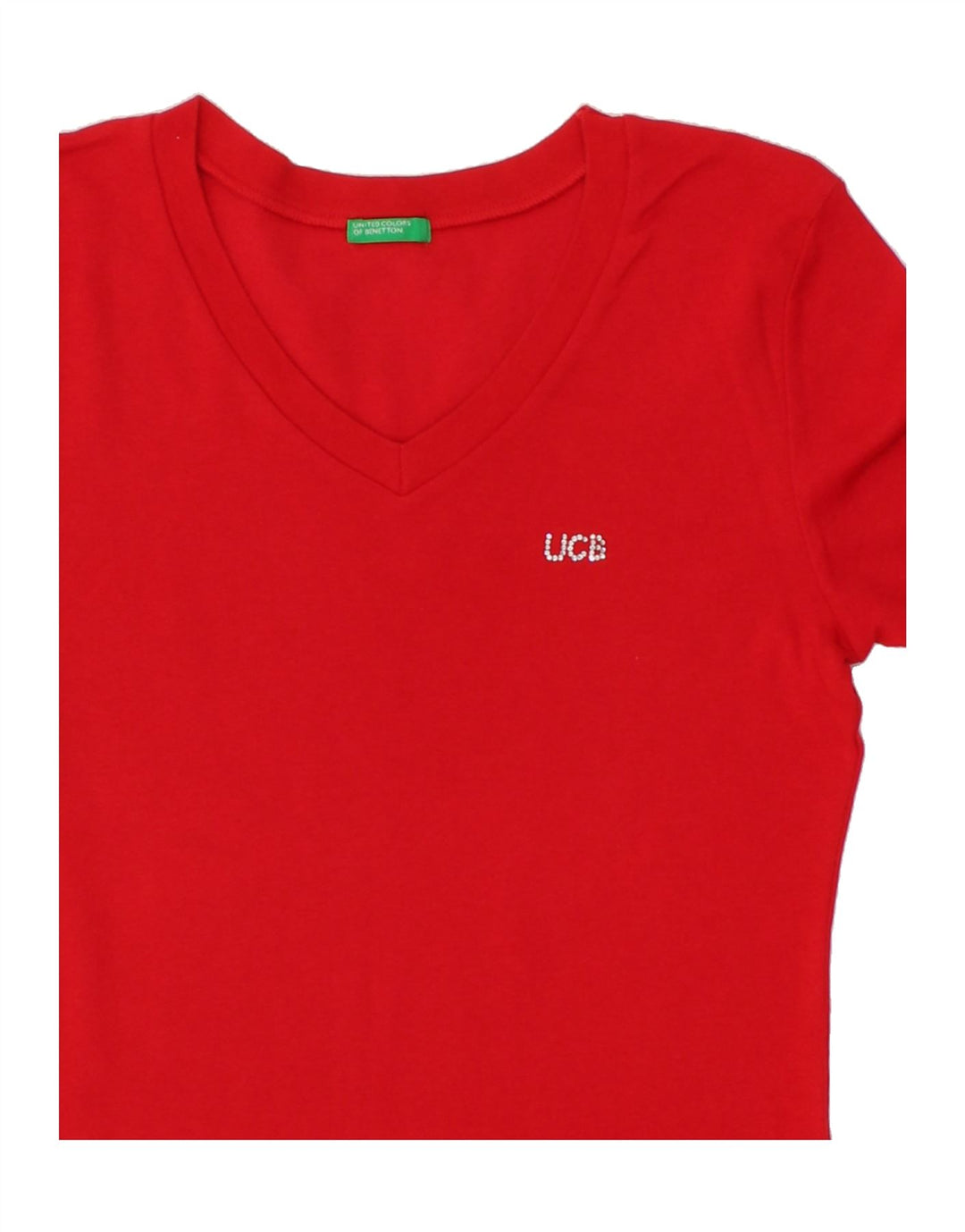 BENETTON Womens T-Shirt Top UK 8 Small Red Vintage Benetton and Second-Hand Benetton from Messina Hembry 