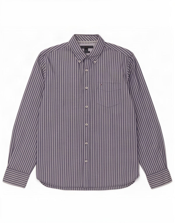 Tommy Hilfiger Herre Custom Fit skjorte Medium marineblå stribet bomuld