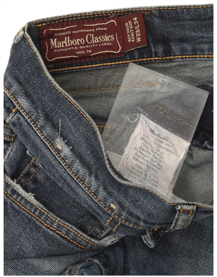 MARLBORO CLASSICS Straight jeans til mænd W33 L29 Marineblå bomuld