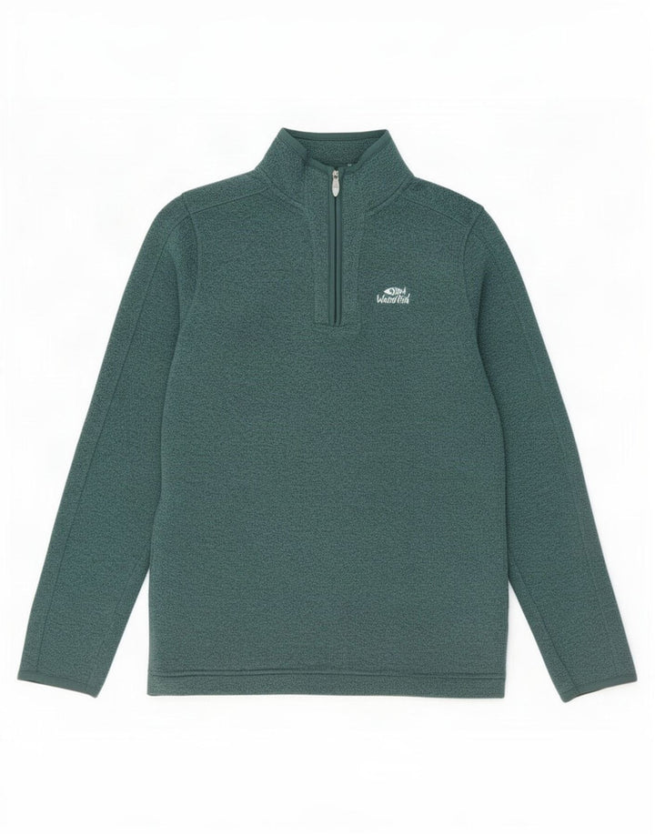 Weird Fish Herre Zip Neck Sweatshirt Jumper Medium Green Polyester
