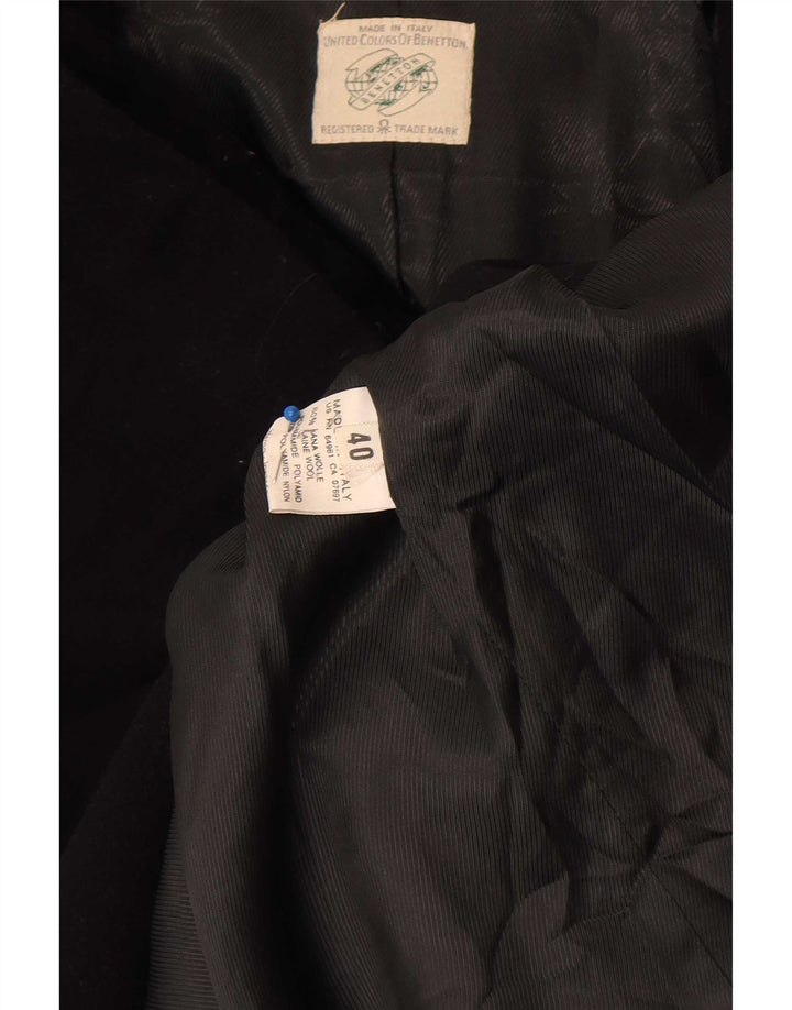 Benetton Dame Oversized Overfrakke IT 40 Lille Sort Uld