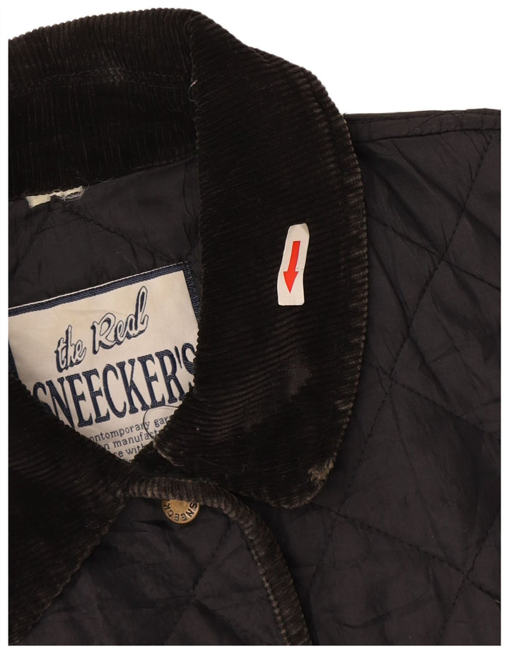 Vintage kviltet jakke til kvinder UK 14 Stor marineblå polyamid