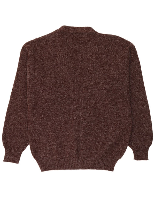 Vintage herre cardigan sweater IT 52 Stor brun flækket akryl