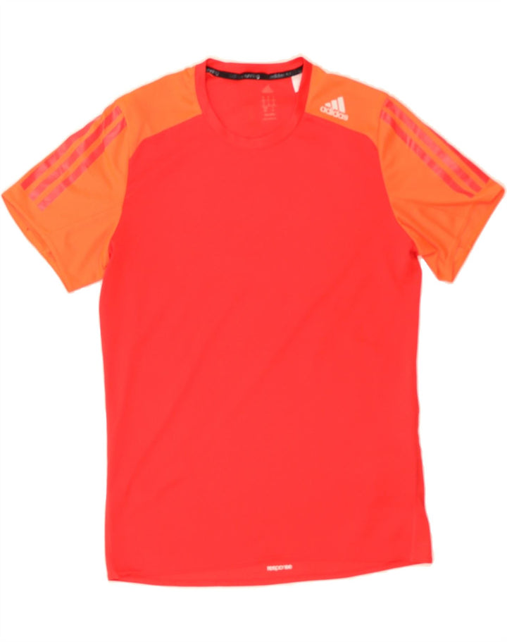 ADIDAS Mens Climalite T-Shirt Top Small Red Colourblock Polyester Vintage Adidas and Second-Hand Adidas from Messina Hembry 