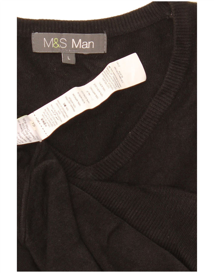 Marks & Spencer Herre V-hals sweater Stor sort akryl