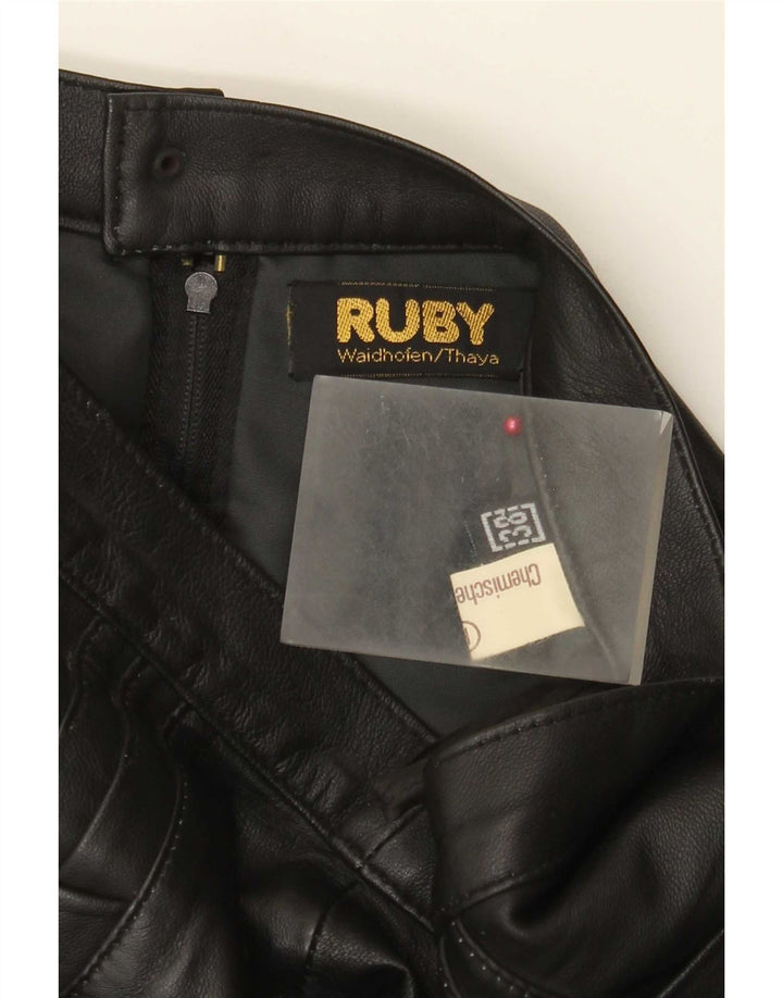 Ruby kvinders højtaljede lædernederdel EU 38 Medium W28 Sort