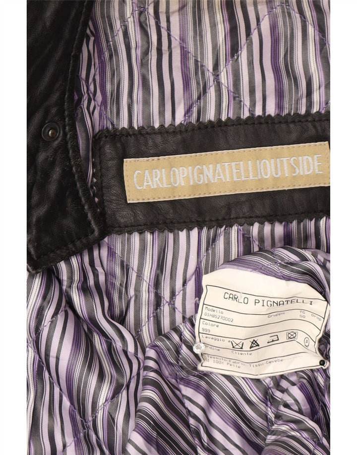 Carlo Pignatelli Herre Læderjakke IT 50 Stor Sort Læder