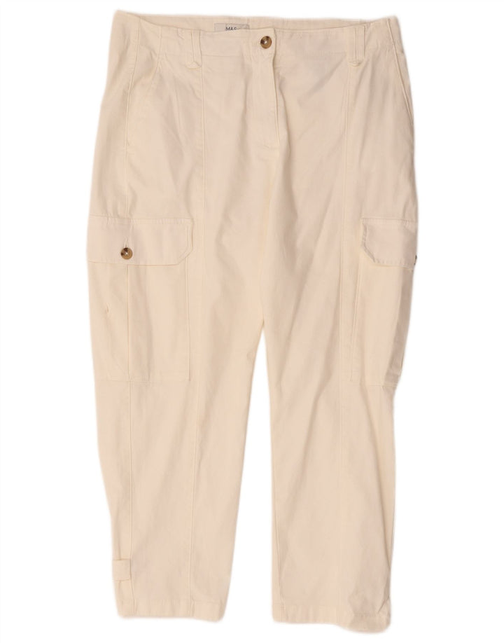 Marks & Spencer Dame Crop Cargo Bukser UK 14 Large W34 L25 White