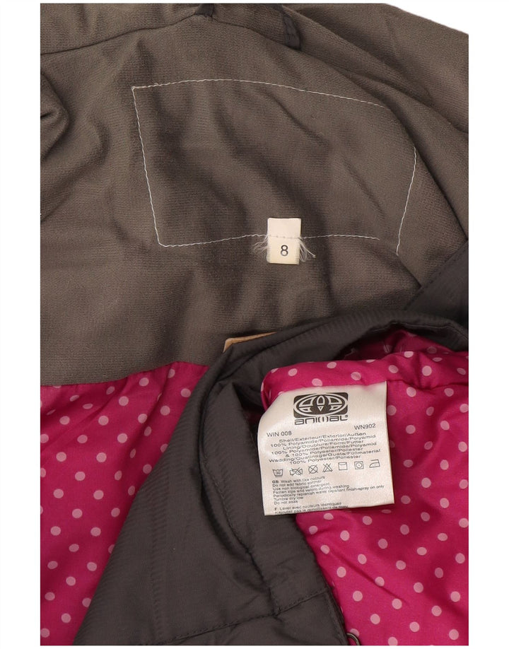 ANIMAL Dame hætte vindjakke UK 8 Lille grå polyamid