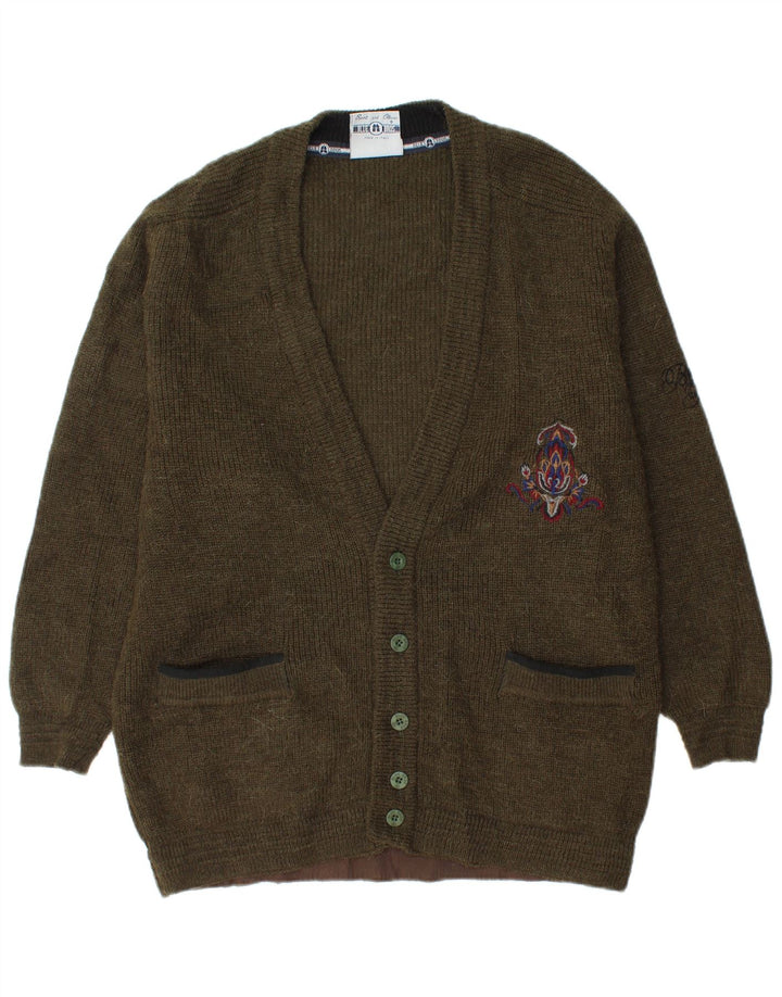 Vintage herre cardigan sweater Medium Khaki Wool