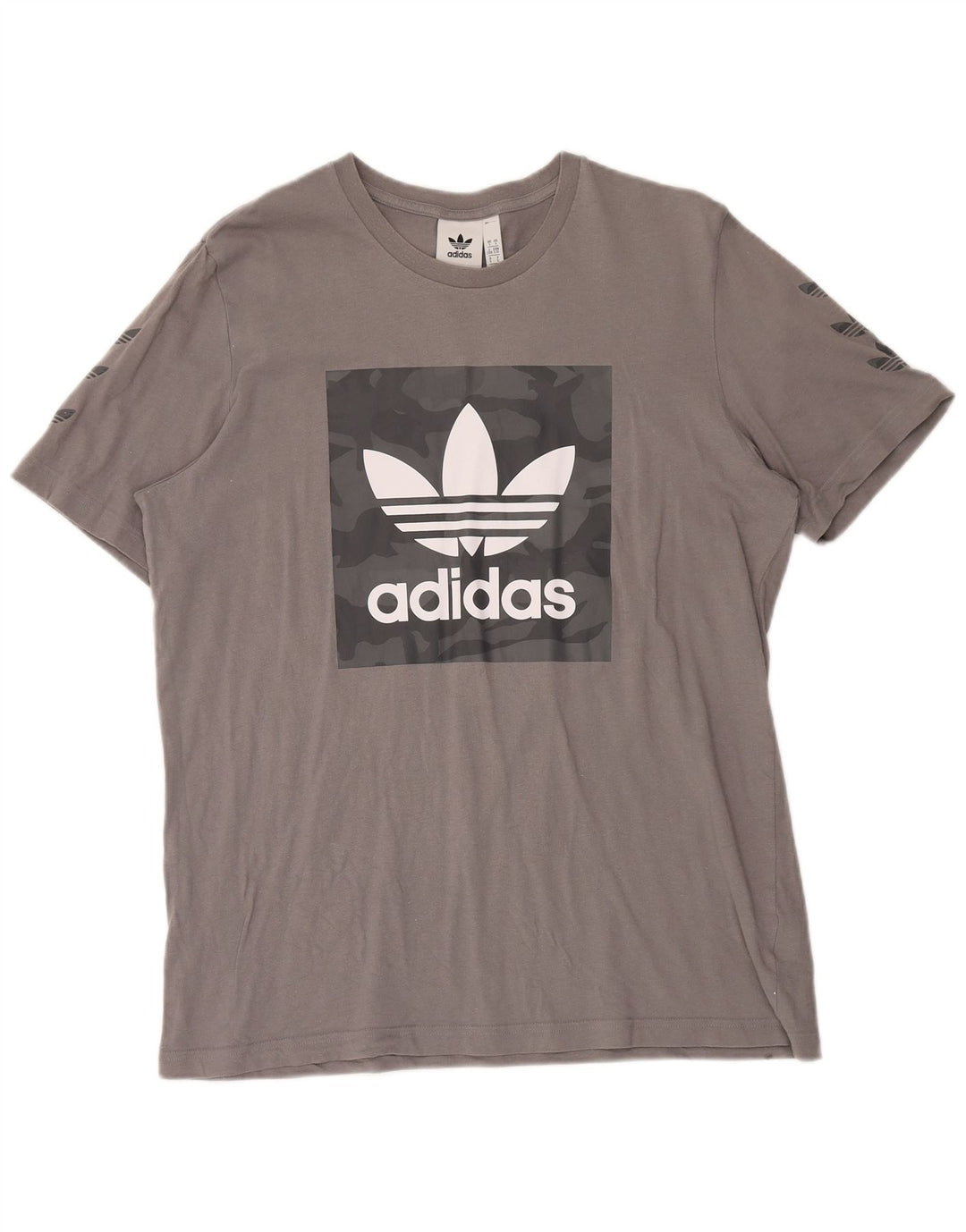 ADIDAS Grafisk T-shirt top til mænd, stor grå bomuld