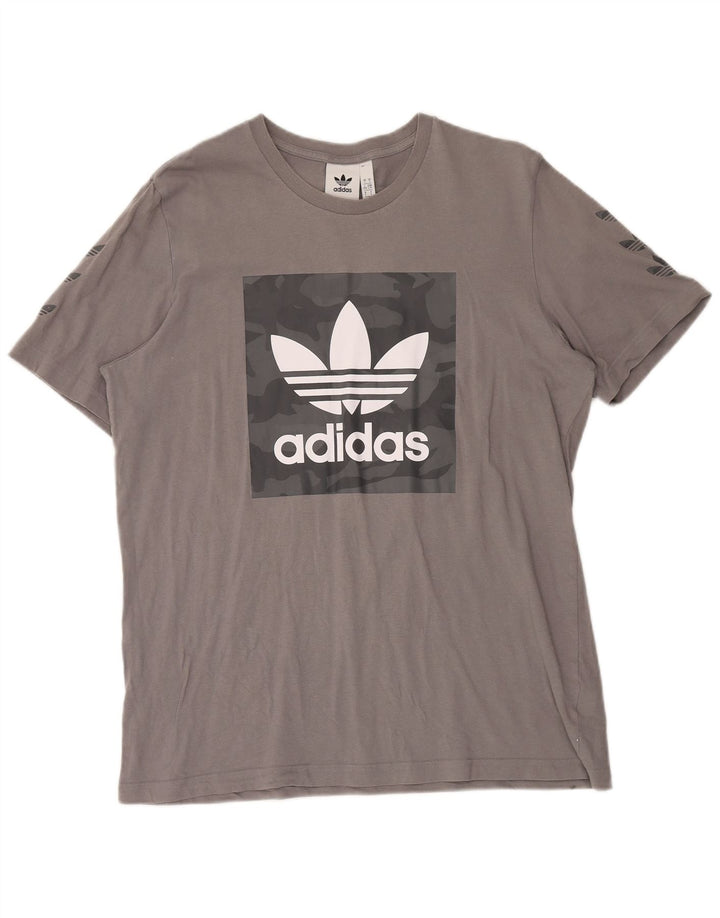 ADIDAS Grafisk T-shirt top til mænd, stor grå bomuld