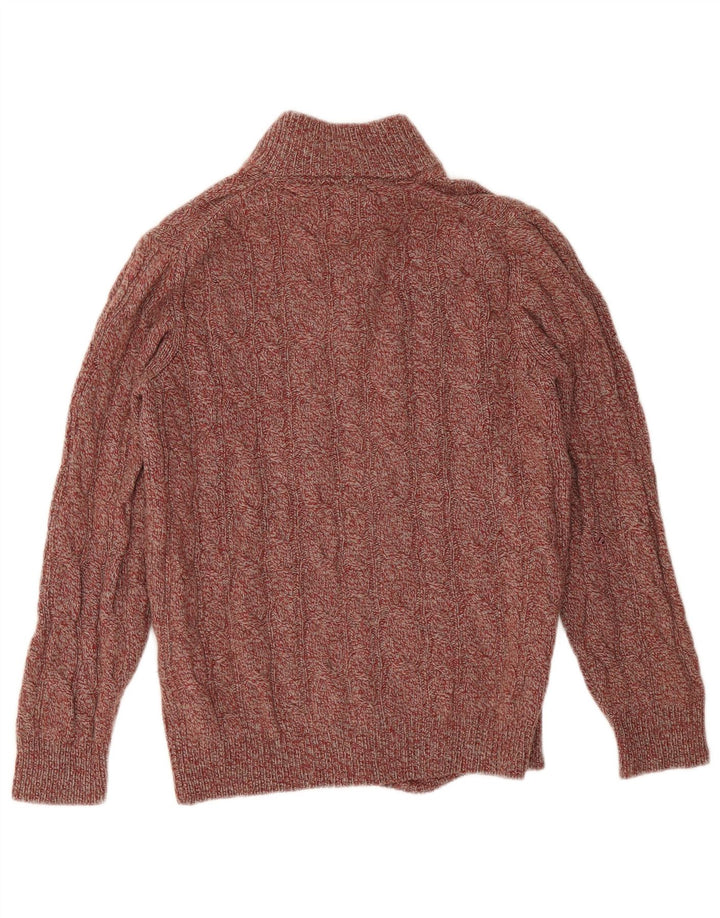 Massimo Dutti Herre Button Neck Jumper Sweater Lille Rød Flecked Uld