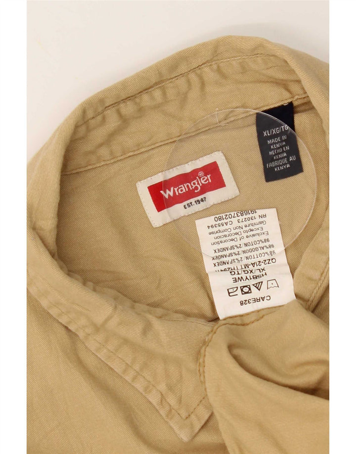 Wrangler Kortærmet Herreskjorte XL Beige Bomuld