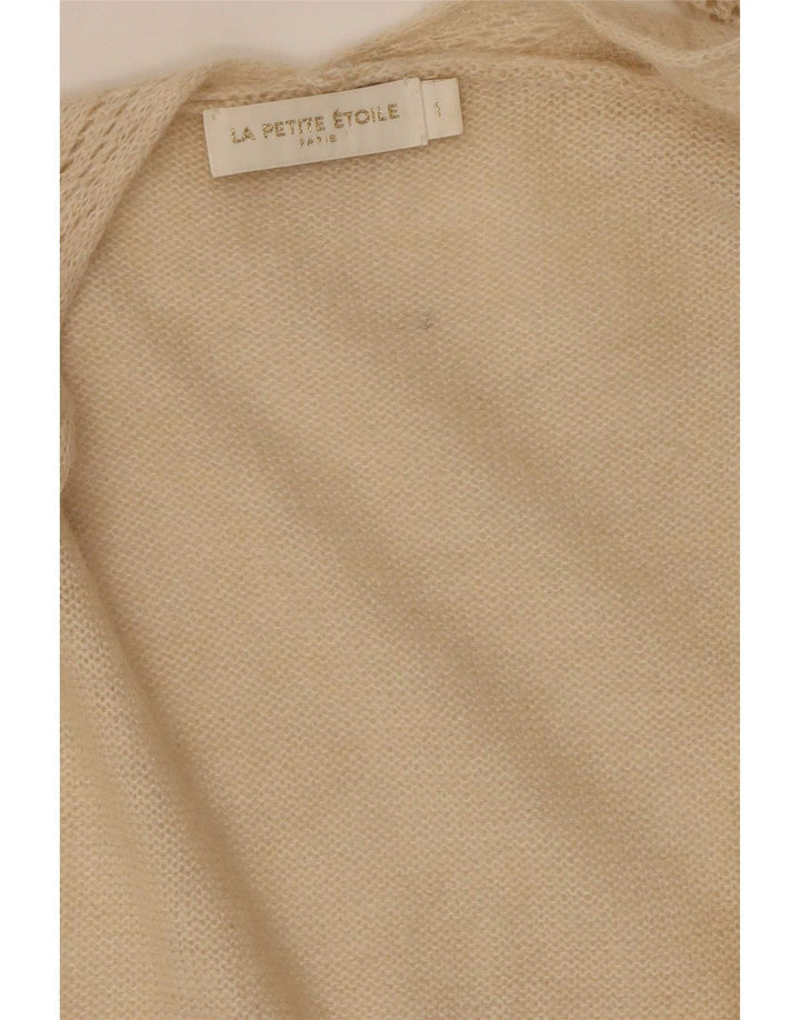 Vintage Dame Open Cardigan Sweater UK 16 Large Beige