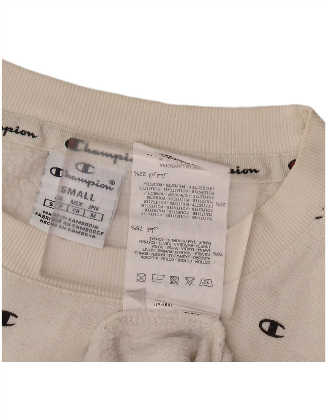 CHAMPION Dame Oversized Grafisk Sweatshirt Jumper UK 10 Small White