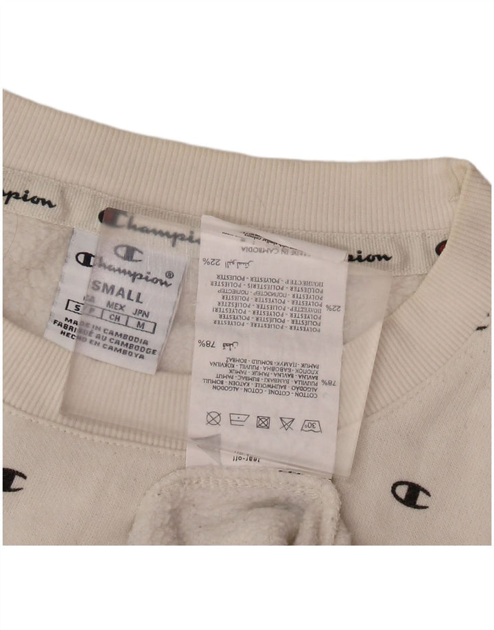 CHAMPION Dame Oversized Grafisk Sweatshirt Jumper UK 10 Small White
