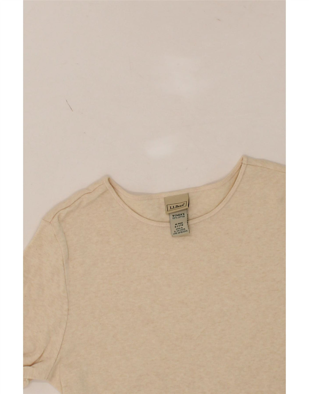 L.L.BEAN Womens Crew Neck Jumper Sweater UK 14 Medium Beige Cotton Vintage L.L.Bean and Second-Hand L.L.Bean from Messina Hembry 