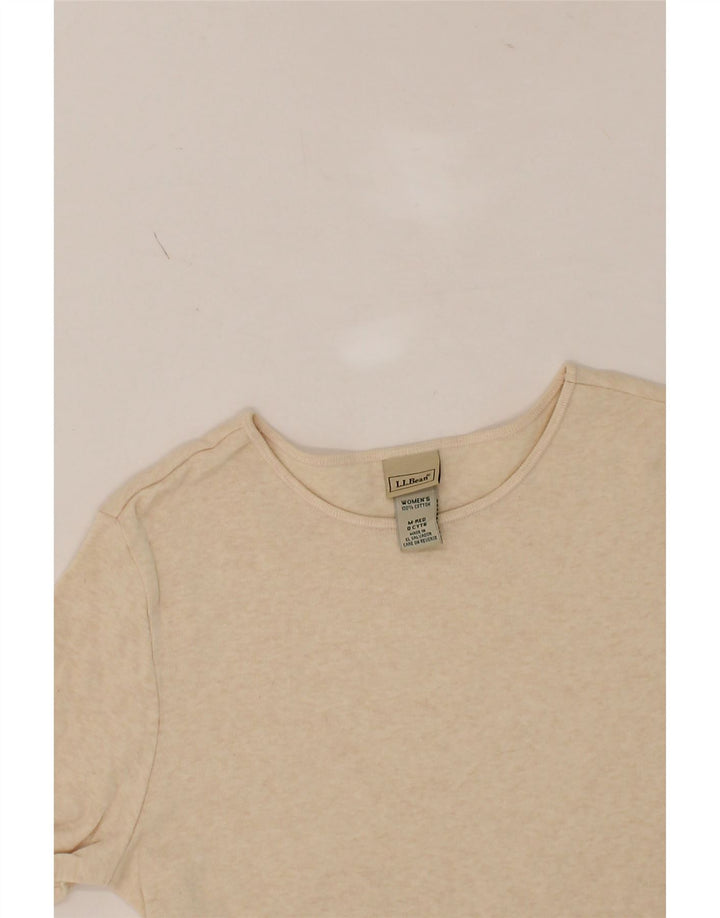 L.L.BEAN Womens Crew Neck Jumper Sweater UK 14 Medium Beige Cotton Vintage L.L.Bean and Second-Hand L.L.Bean from Messina Hembry 