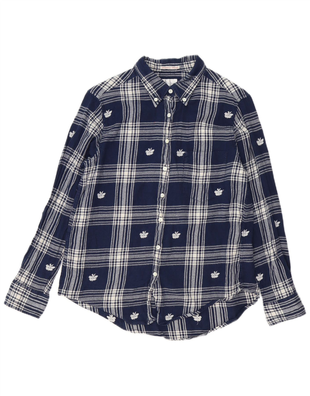 GANT Dame Flanell Shirt UK 14 Medium Navy Blue Plaid Bomuld